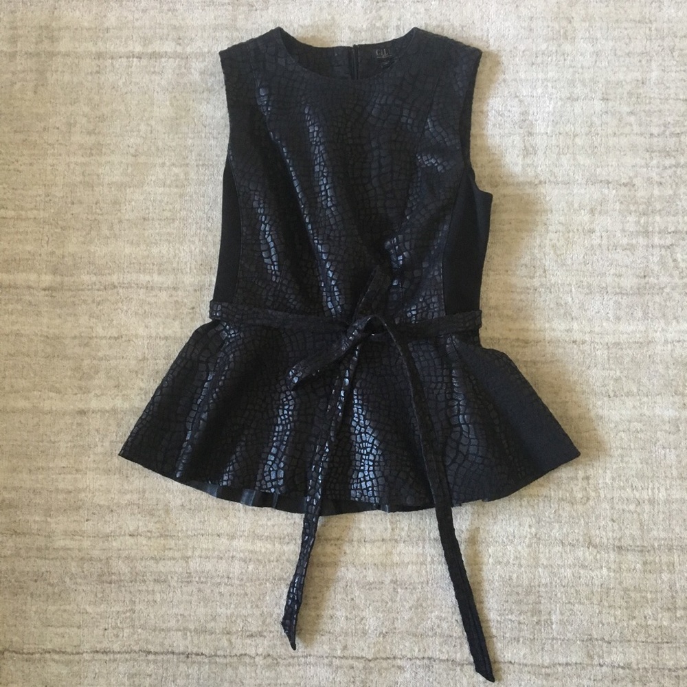 Embossed Leather Peplum Cheetah Shirt